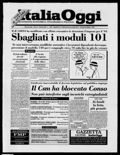 Italia oggi : quotidiano di economia finanza e politica